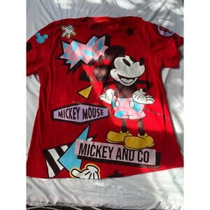 Vintage Mickey & Co. Red Graphic T-Shirt - Men's XL - Pop Art Double Sided